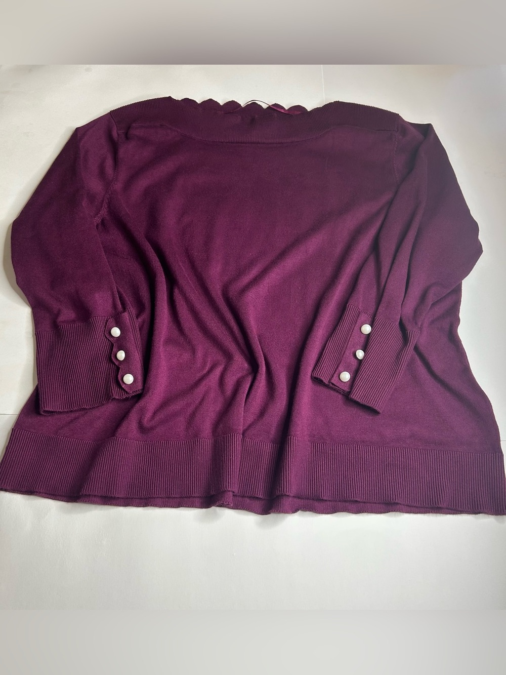 Cable & Gauge Scalloped Coquette Crewneck Sweater Moody Romantic Sz 3X Autumn - Picture 8 of 10